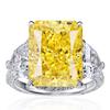 Exaggerated Yellow Diamond Square Sugar Ring Women’s 11 Carat 5A High Carbon Diamond Inlaid 925 Silver.