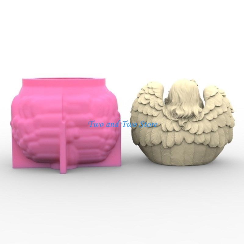 HX6F Silicone Holder Mold Candlestick Molds Angel Girl Silicone Material CN