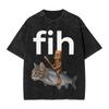 Vintage Washed Tshirt Funny Brainrot Outer Space Meme Tung Sahur John Pork Selfie Tshirts Fashion Tee Shirt Male Summer Tops