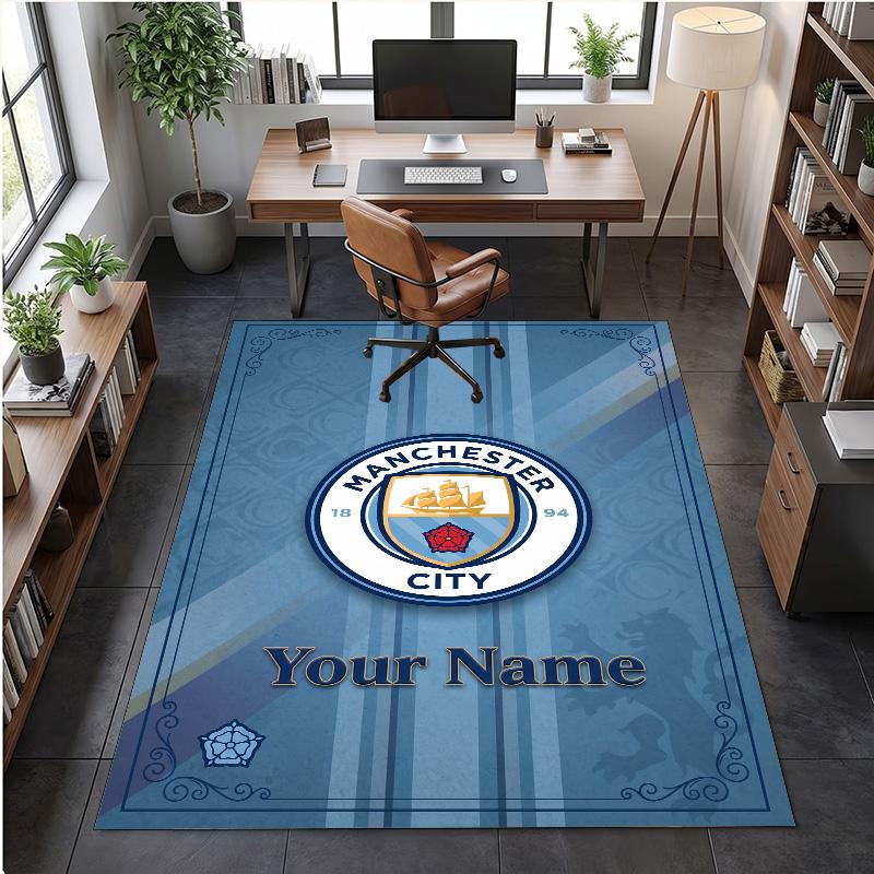 Crystal Velvet Rug Manchester City Print Custom Name Text Floor Mat Home Decor