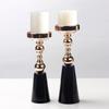 Freestanding Metal Alloy Candle Holder Shiny for Romantic Dinners, Mantel
