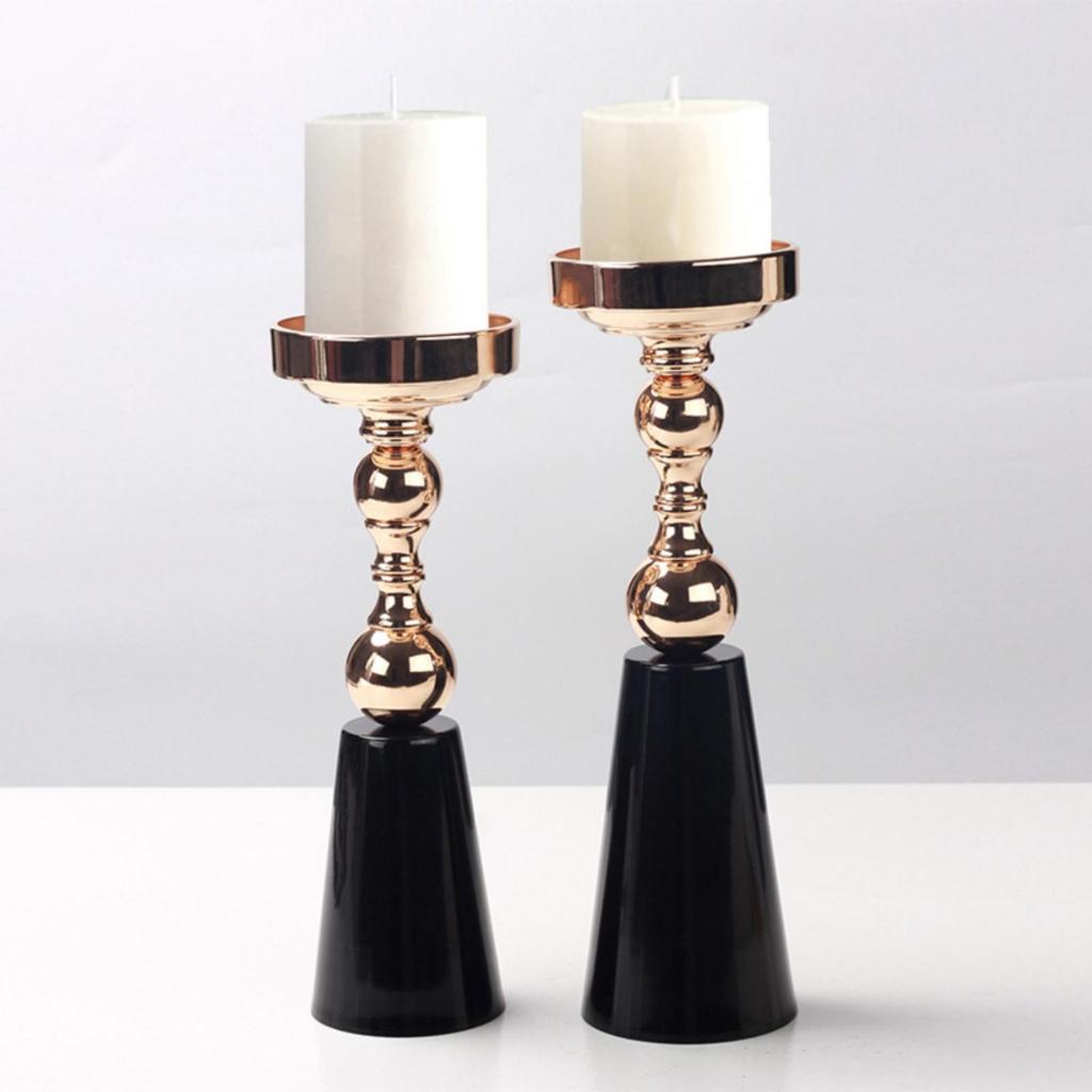 Freestanding Metal Alloy Candle Holder Shiny for Romantic Dinners, Mantel