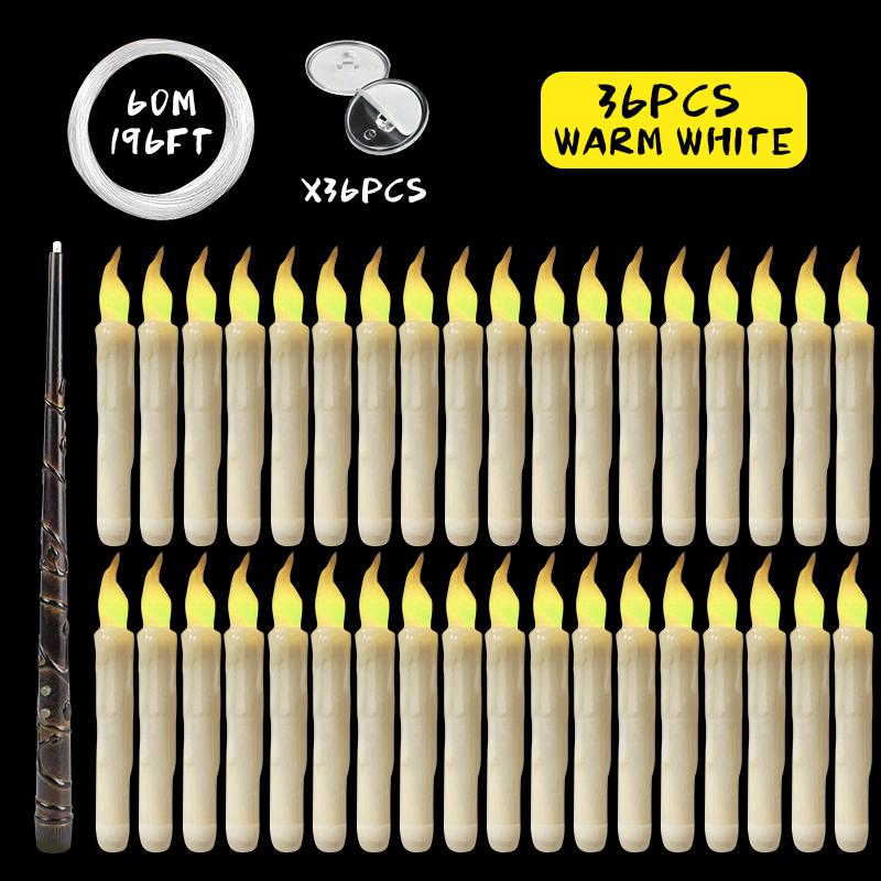 Magic Wand Remote Hanging Operated Potter Harries Battery Floating Candles Warm Light Decoration Halloween Flameless Candles 1PC