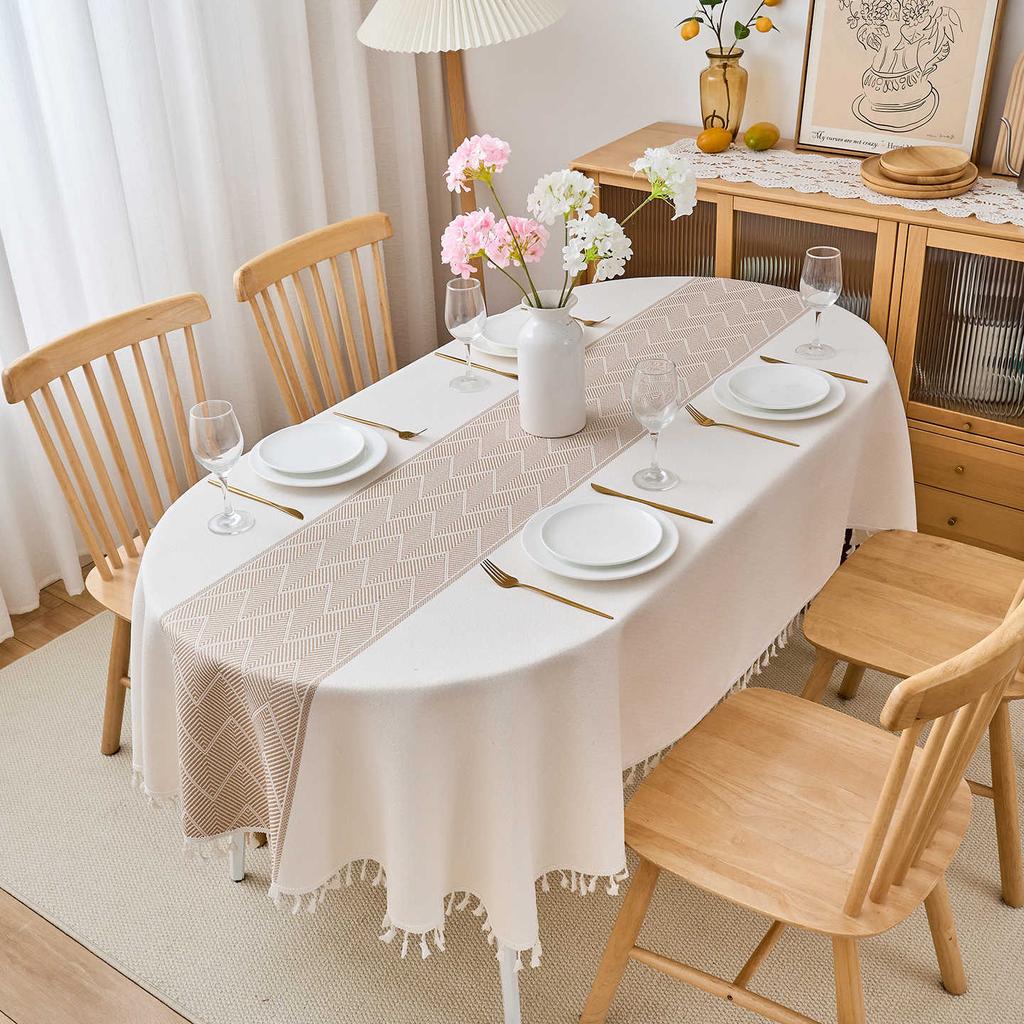 Oval Tablecloth Waterproof Fabric Dining Table Cloth Cover Cloth Light Luxury High-End Coffee Table Cloth Cover Towel West Dining Table Tablecloth