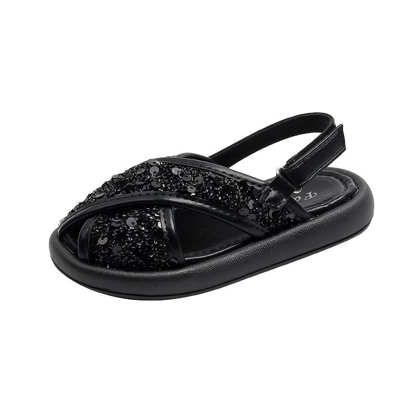 Children's Sandals Summer Glitter Girls Causal Beach Slippers New Versatile Kids Anti-kick Sequins Sandals Soft Bottom Fashion