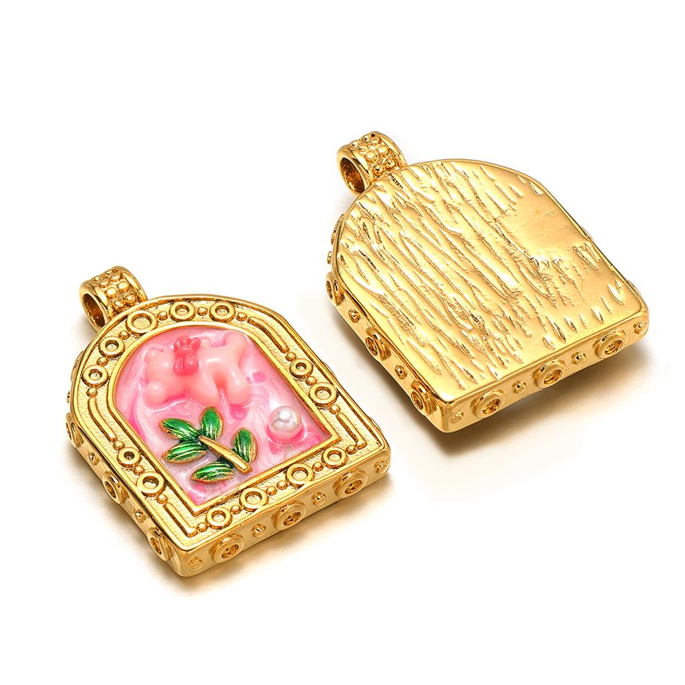 3Pcs Monet Garden Classical Charms Gold Stainless Steel Painted Flower Jewelry for DIY Necklace Pendant Bracelet Earrings Making