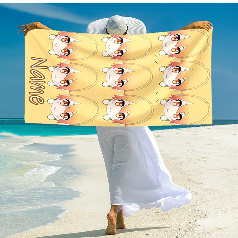 Personalized customized proof beach towel with Tsukasa Tenma pattern - soft, absorbent,quick-drying,perfect swimming,camping&bathing