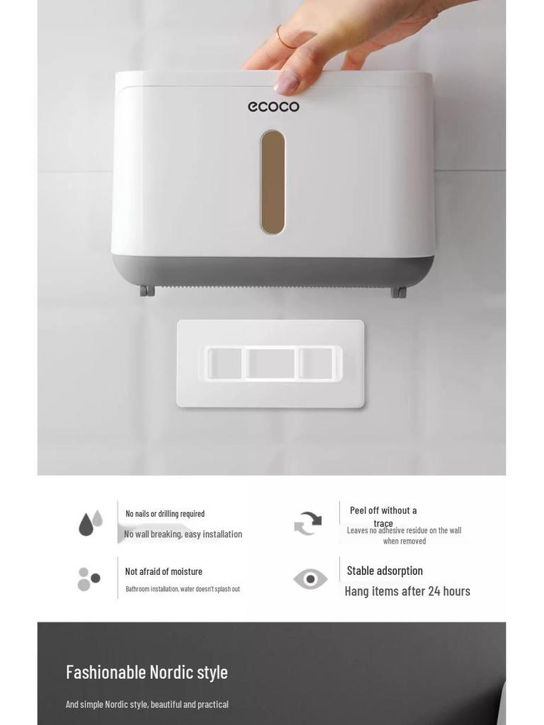 Wall-Mounted Waterproof Toilet Paper Holder and Tissue Box