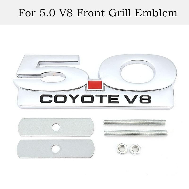 Car Sticker 5.0 Trim Front Hood Grille Emblem Badge Rear Trunk 3D Car Decals for 5.0 Coyote V8 TWIN Turbo Emblem