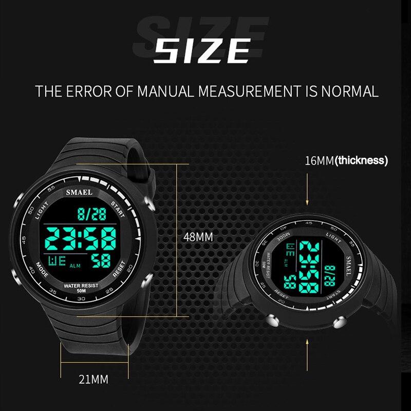 SMAEL Men Watches Digital 50M Waterproof Sports Wristwatches Stopwatch Alarm Clock Male Auto Date 1925 Military Digital Watch