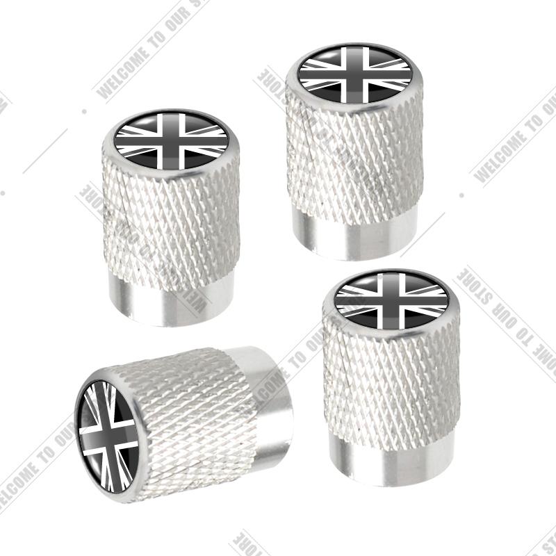 

Car CNC Aluminum UK Flag Emblem For Mini Cooper Jaguar Land Rover Ford Opel Honda Nissan 4pcs Tire Valve Air Port Stem Cover Cap