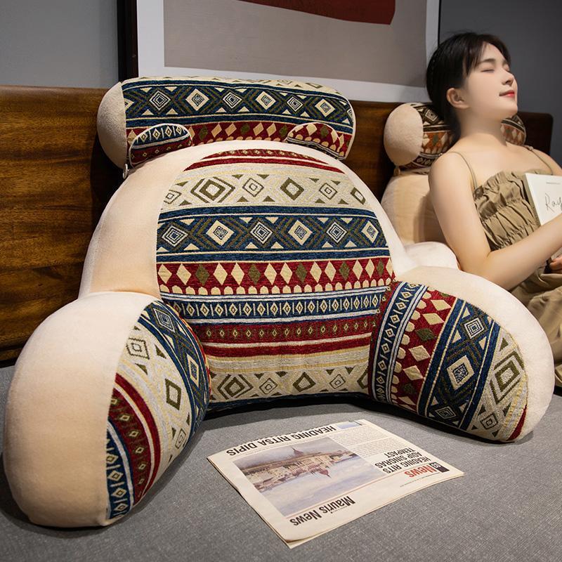 Ethnic Style Soft Bed Head Cushion Pillow – Large Backrest for Reading, Lumbar Support, Pregnancy Comfort