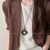 Retro New Chinese Ring Pendant Necklace Women's High-end Sense Light Luxury Niche Long Sweater Chain Autumn and Winter Neck Accessories