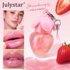Süßer Erdbeer-Lipgloss mit Schlüsselanhänger-Riemen, Schimmernder Glitzer-Flüssiglippenstift, Feuchtigkeitsspendendes Lip Glow Öl, Pinker Spiegel-Lipliner für das Tägliche Natürliche Make-up