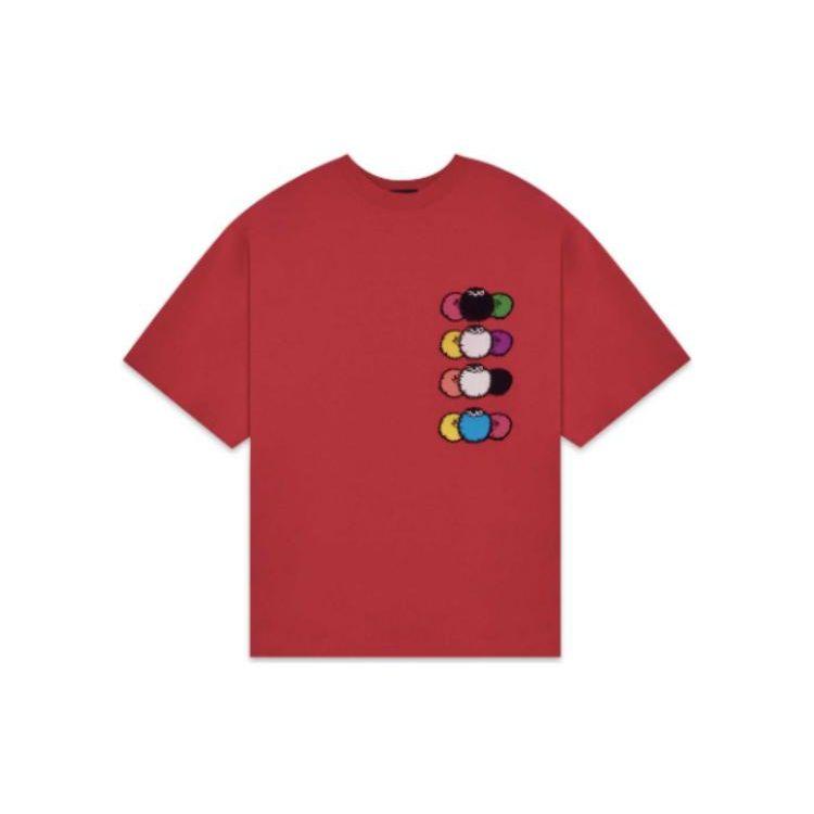 We11done Ss22 Logo Monster Color Block Round Neck Short Sleeve T-Shirt Unisex T-Shirts Red WD-TT1-22-650-U-RD