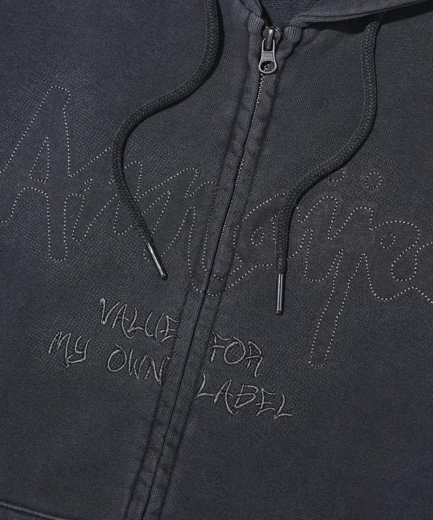 Annoyed Pigment Lettering Hooded Sweat Zip-Up Lq1Tu076_Charcoal_2