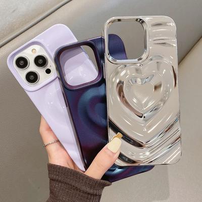 Bling Love Heart Pattern Phone Case For iPhone 16 16E 15 14 13 12 Pro Max 11 Luxury Smooth Shockproof Bumper Back Cover Coque