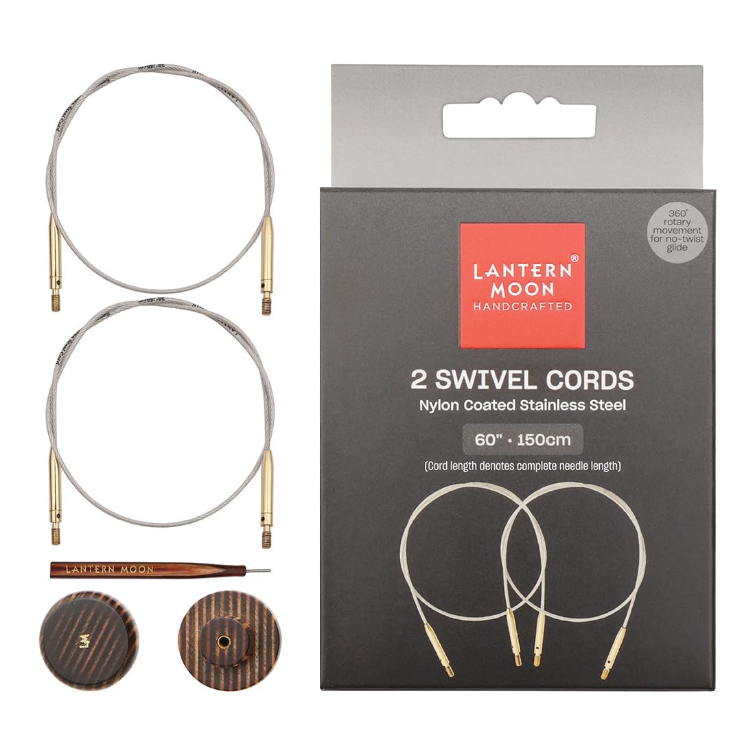 

Pride Lantern Moon Swivel Replacement 2 2 Wooden End 1 Tightening Tool Knitter s Cord, Sets, Caps, (60 inches/150 cm)