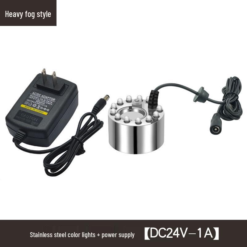 Colorful Lights 24V Fog Maker with Large Mist Output and Water Shortage Auto-Off for Aquariums and Rockeries