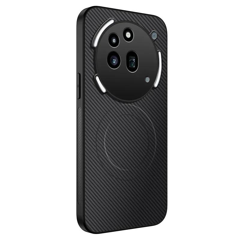 Magnet Silicone Case For Nothing Phone 3A Pro Wireless Charging Carbon Fiber PU Leather Texture Anti-Drop Soft Cover Phone Cases