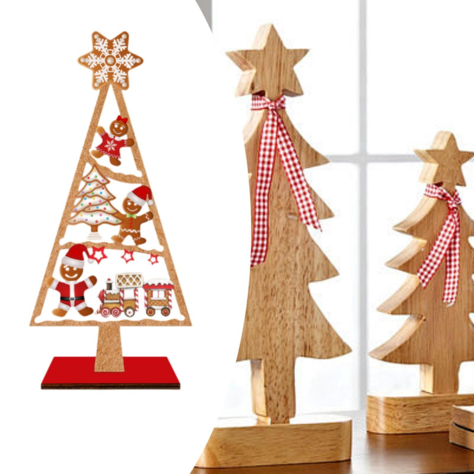 

Christmas Tree Desktop Ornament ,Plaque ,Wood Xmas Holiday Party Decor, Sign for Office Style C