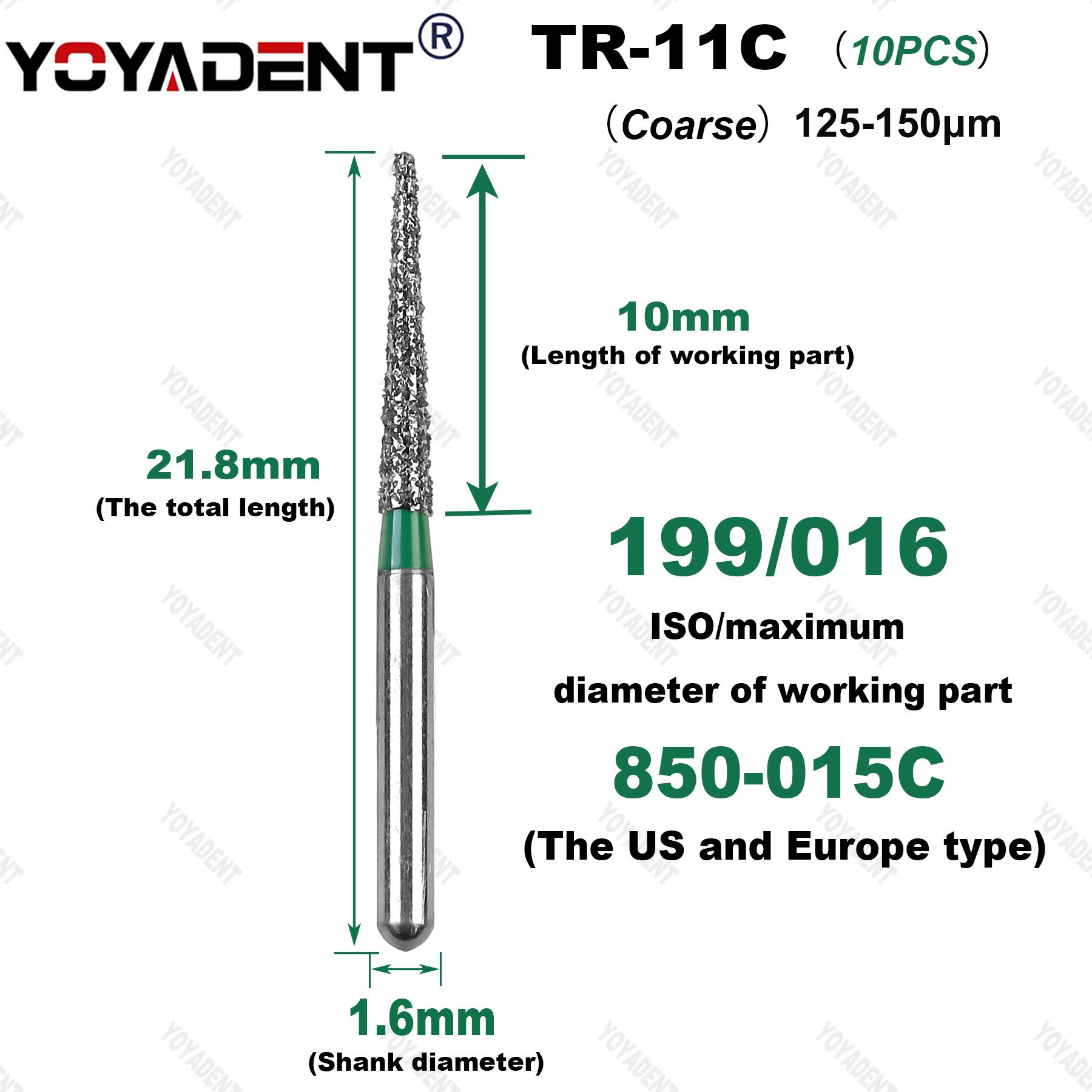 10Pcs/Pack TR Type Coarse Dental Diamond Burs Dentistry Strawberries Dia.1.6mm For High Speed Turbine Dentistry Materials