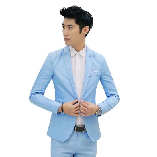 Men's Fashion One Button Suit Coat Wedding Business Casual Slim Lapel Jacket