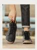 Men's Plus Size Handmade Leather High-Top Winter Boots with Velvet Lining