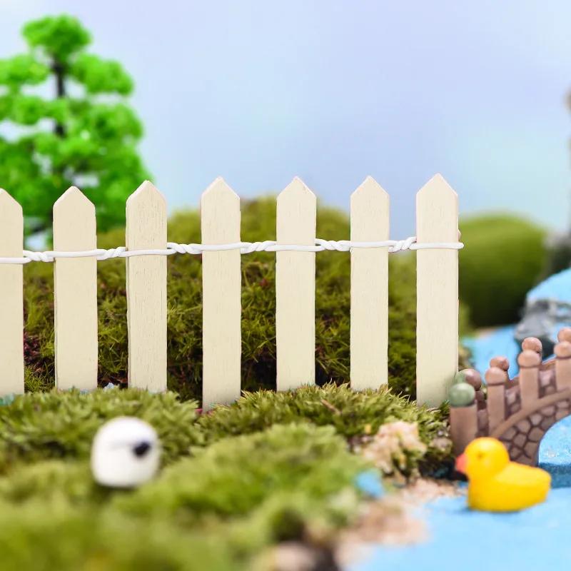 1pc Mini Fence, Garden And Bonsai Decoration Fairy Tale Garden Fence Wooden Decoration, DIY HandicraftProject Mini Picket Fence