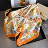 Art commuter style simulation silk printing silk scarf square scarf high-end shawl sunscreen neck small square scarf headscarf scarf