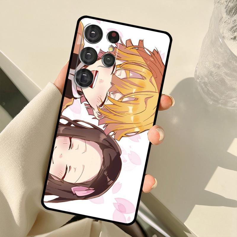 Pouzdro Demon Slayer Nezuko a Zenitsu pro Samsung Galaxy S22 Ultra S20 FE Note 20 Note 10 S8 S9 S10 Plus S21 Ultra Kryt
