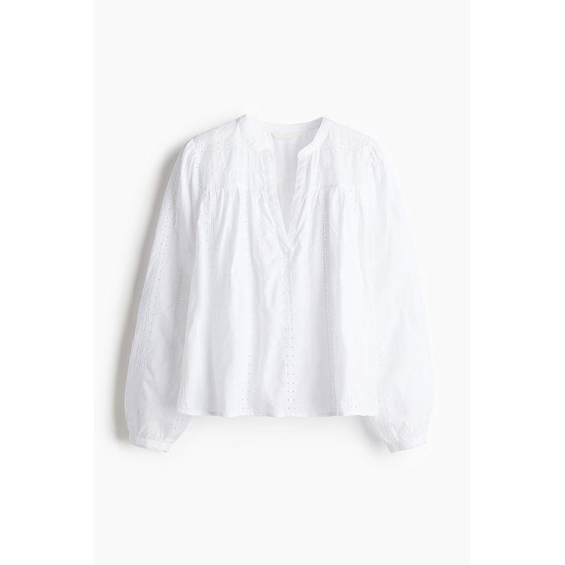 

HM Женская одежда Рубашки 2025 Лето Новинка Вышитый Хлопковый Топ 1284692 White 155/80