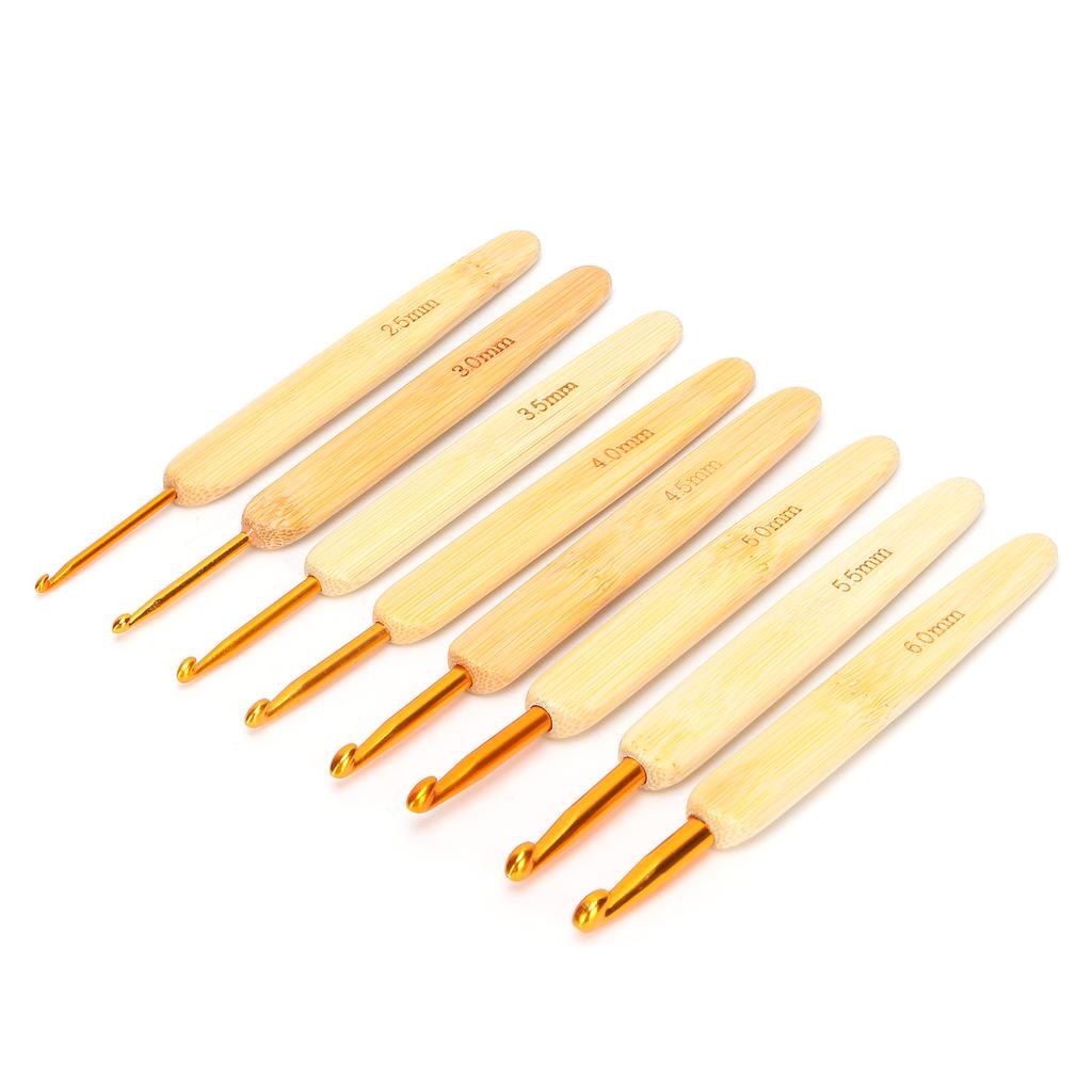 8pcs Aluminium Oxide Crochet Hook Golden Crochet Needles Set for Sweater Knitting
