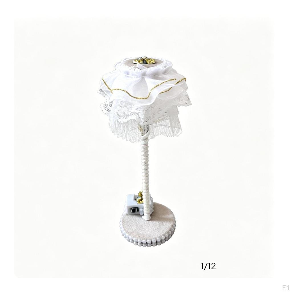1:12 Scale Floor Lamp Layered Lampshade Dollhouse Lace Trim for DIY Scene Styling