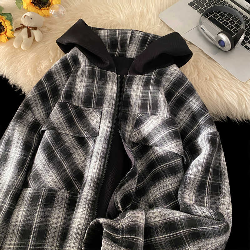 American Jacket Men's and Women's Same Spring and Autumn Double-sided Wear Retro Plaid Trendy Brand Casual Cardigan Jacket