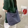 Plaid Canvas Shoulder Tote Bag Large Capacity Soft Fabric Perfect For Daily Commuting School Shopping