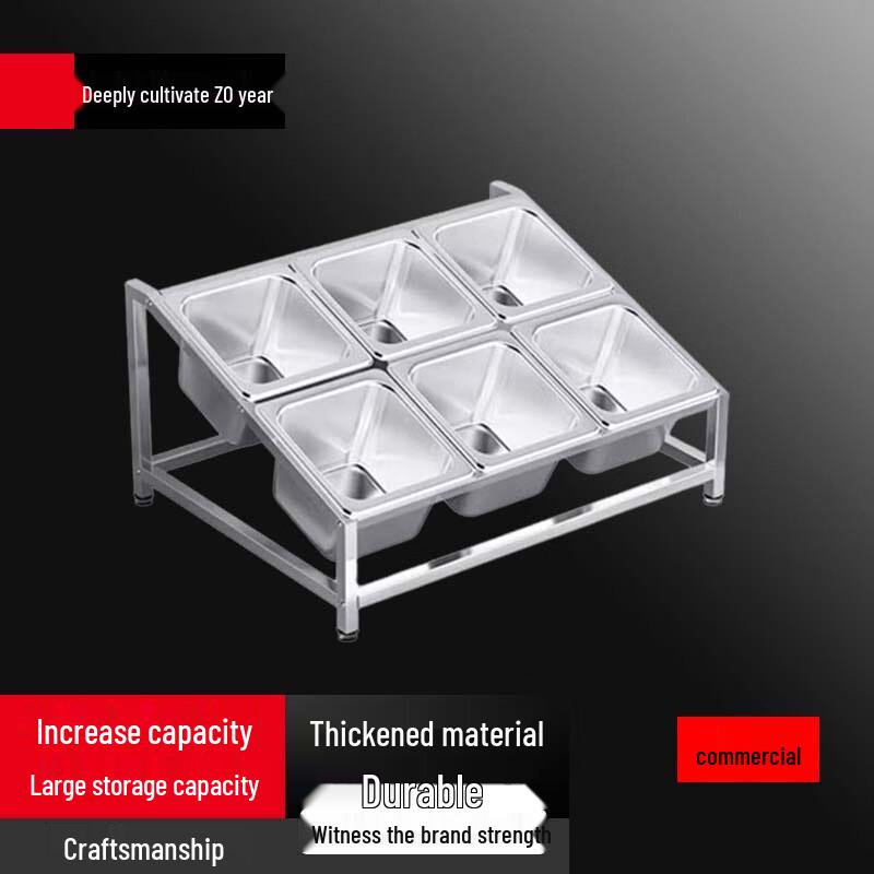 Bieying 1/6 Stainless Steel Slanted Buffet Pan Set