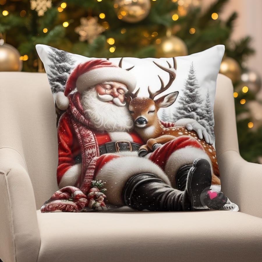 Home Decor Christmas Snowman & Santa Pillow Suitable For Sofa Bedroom Car Pillow Cover Cushion Rectangular Back Cushion