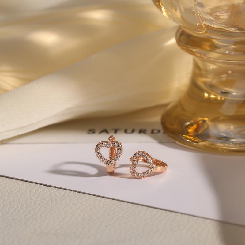 925 Silver Heart Hoop Earrings Temperament Simple Inlaid Zircon for Women Wedding Jewelry Accessories