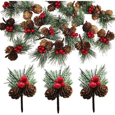 Christmas Ornament Xmas Tree Decor Holly Branch Christmas Pine Cone Artificial Pine Needles Artificial Pine Artificial Flower
