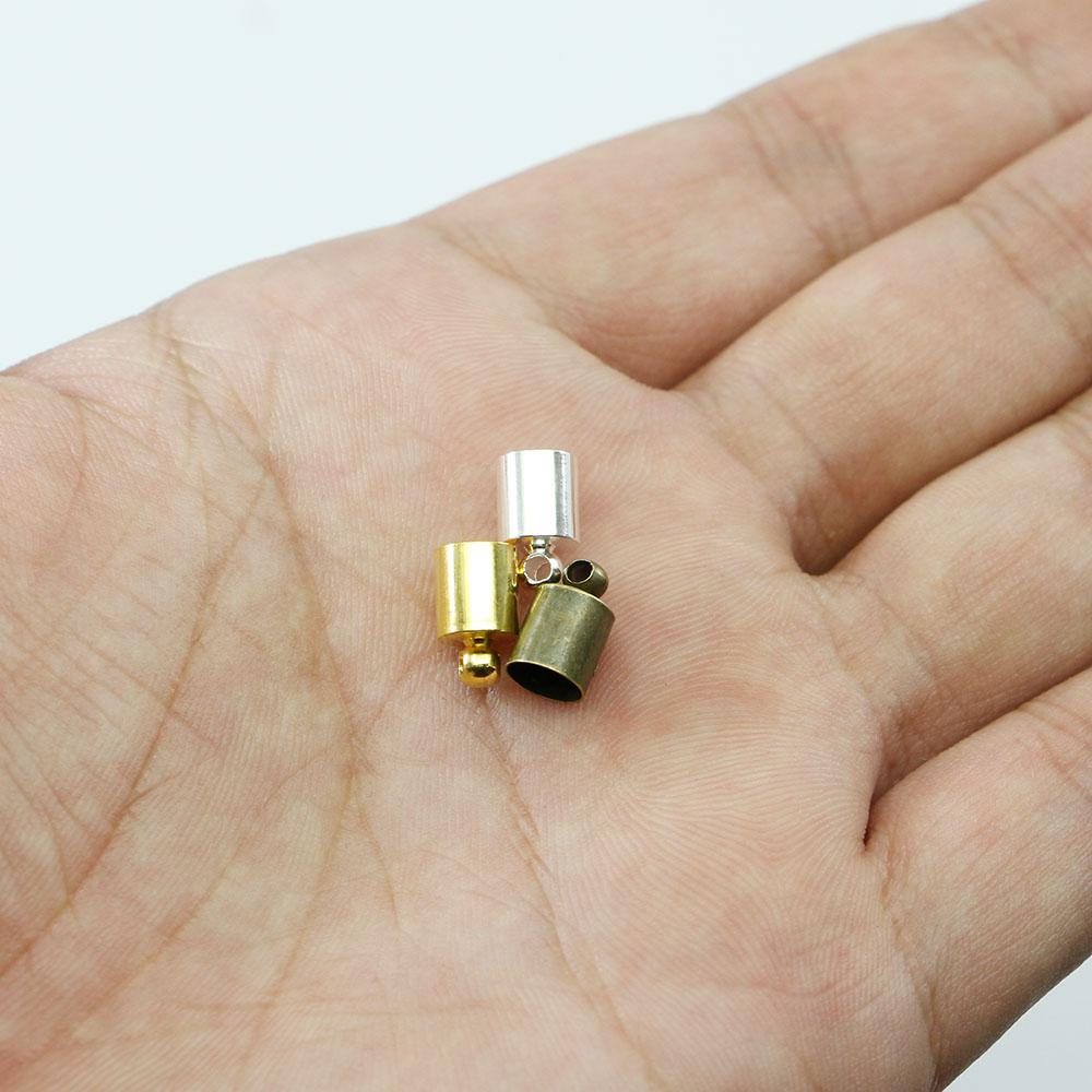 50 pz/lotto End Tip Cap Misura Per 3 4 5 6 7 8 9 10mm Nappa Cavo di Cuoio End Crimp Cap perline Tappi Per Gioielli FAI DA TE Che Effettuano Forniture