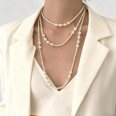 Miki Hepburn High-End Multi-Layered Pearl Necklace - Versatile Chain Accessory