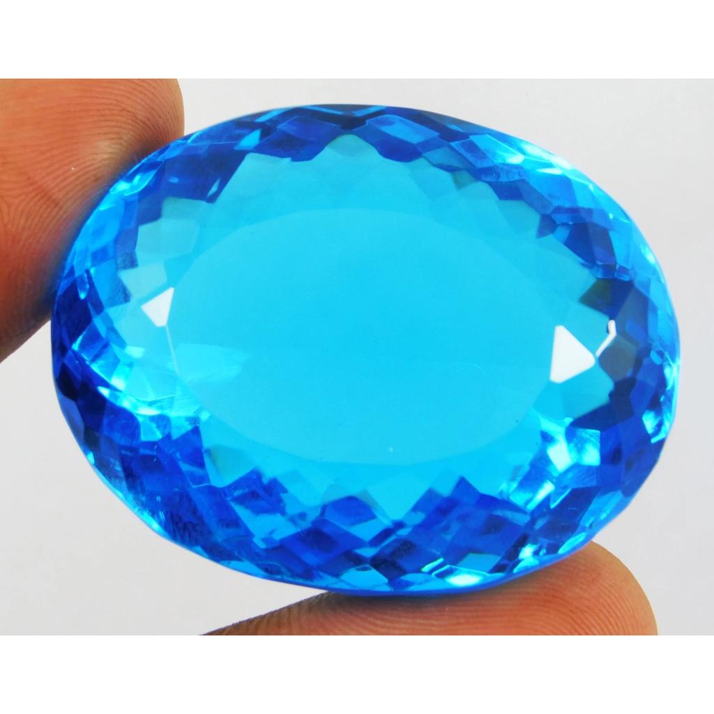 Certified 302 Ct Blue Topaz Brazilian Natural Oval Cut Loose Gemstone