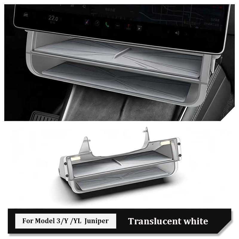 For Tesla Model 3/Y/YL Juniper 2026 Center Console Hidden Storage Tray Double-layer Organizer Box Under Screen Interior Storage