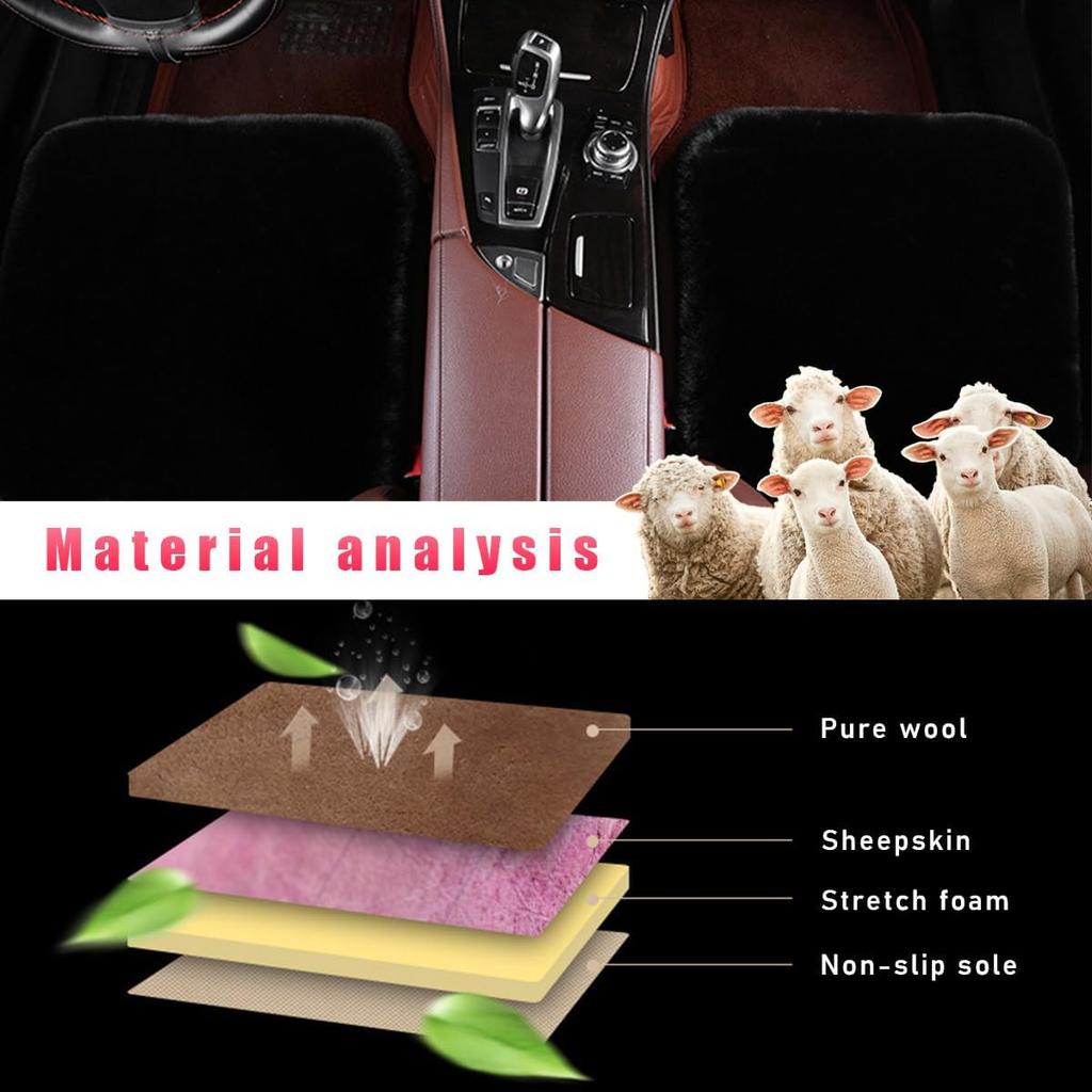Sheepskin Car Seat Cushion, Comfortable Soft Fur Wool Auto Front Seat Cover, Vehicle Seat Protector Pad For Warm Winter Office Chair, Universal Decor