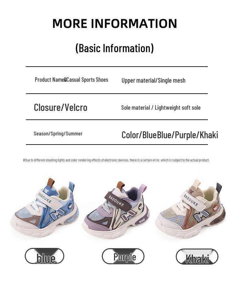Spring Kids' Breathable Mesh Velcro Light-Up Shoes for Boys & Girls