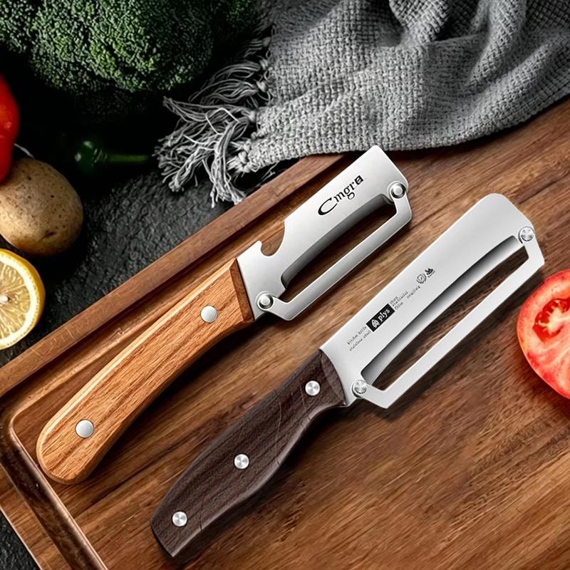 Stainless Steel Peeler Multi-Function Kitchen-Specific Peeler for Slicing Fruits and Vegetables with Wooden/ Steel Handle7