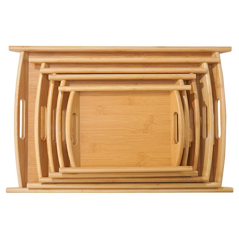 UOSO Japanese Bamboo Wood Rectangular Serving Tray with Handles