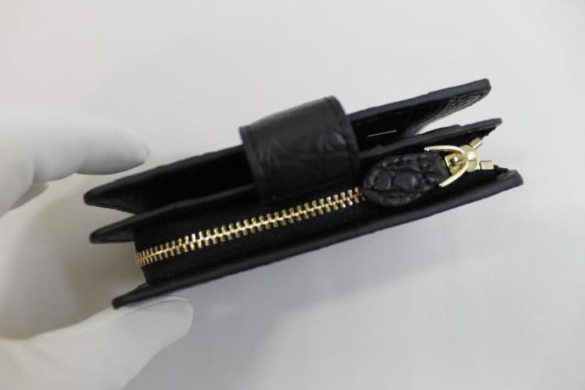 [Luxury Kimono Store] Crocodile Bifold Wallet with Matte Finish (Black)