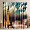 2ks London Building Window Curtains Tower s motivem Anglie Retro Londýn Silné zatemňovací okenní závěsy Cestovní scenérie Slavné město